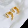Pendientes Bertha Liya de medio aro irregulares de metal europeo y americano para mujer, de plata 925, estilo frío, elegantes.