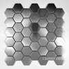 Azulejos Mosaico Espelhados Hexagonais Pequenos de Aço Inoxidável Metálico Estilo Europeu KTV Bar Entrada Azulejos de Parede com Fundo Preto Dourado