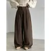 Calça Wide Leg Elegante e Fluida Estilo Preguiçoso Retrô LUXI para Mulheres, Calça de Comprimento Total com Cordão para Outono 39006