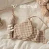 Ventas Directas de Fábrica Popular Transfronterizo Retro Estampado de Leopardo Sujetador con Copas Fijas Push-Up Pecho Pequeño Sujetador Elevador con Tira de Gel Verano