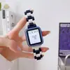 Novo Modelo Adequado para Smart Watch Iwatch8 Geração Se7/6/5/4/3/2 Pulseira de Relógio Acrílica com Combinação de Cores de Três Contas