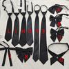 Corbata JK para uniforme de estudiante, mango largo, pluma, raíz, corbata, cuello negro, flor, uniforme académico para niñas, uniforme escolar, camisa, conjunto de lazo