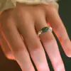 Anillo Amazon Jade Perla Estilo Ins Diseño de Nicho Original Nuevo Versátil Apilable Simple