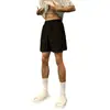 Shorts Pretos de Seda de Gelo de Secagem Rápida para Homens, Calças Casuais Esportivas de Fitness de Verão, Shorts de Corrida, Comprimento até o Joelho, Estilo Americano