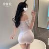 Vestido Dormila Sexy Lingerie, Feminino, Levemente Transparente, Um Ombro Só, Acabamento em Renda, Bodycon Apertado para Boate F736