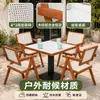 Silla de marco de aleación de aluminio minimalista moderna con respaldo de malla y juego de mesa de comedor de losa de roca, adecuado para restaurantes autoservicio de hotel y uso en exteriores