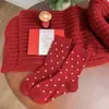 Meias de Lã Femininas Outono e Inverno, Meias Quentes de Cano Médio, Cachorrinho Fofo de Desenho Animado, Meias Femininas Grossas Estilo Fair Isle Cinza