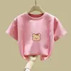 2017# Camiseta Infantil Verão Roupa Infantil 2025 Nova Roupa Casual de Algodão Infantil Roupa de Verão para Meninas Tendência