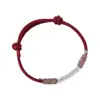 Pulseira de Prata 925 com Cordão Vermelho e Contas de Prata para Mulheres, Tecida à Mão, Design Simples Estilo Chinês Novo, Joia B6805