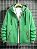 Sudadera con capucha y manga larga para hombre, bordado con logo, de venta caliente transfronteriza, con cordón y cremallera, en colores lisos, adecuada para uso casual y deportivo