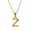 Collar de Acero Inoxidable Hip-Hop con Textura de Bambú y Letras Europeas y Americanas para Mujer, Color Dorado, 26 Colgantes, Collar al por Mayor, No se Desvanece