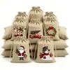 12 Peças Natal Saco de Juta Pacote Bolso Festa Saco de Presente Saco de Doce Papai Noel Saco de Embalagem de Linho