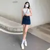 Mini saia jeans feminina, novo estilo de verão, anti-exposição, cintura alta, corte A, plus size, estilo hot girl, saia justa