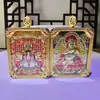 [Modelo da Besta Engolidora Dourada] Thangka do Monte Wutai Praça dos Cinco Anciãos Oito Deuses Guardiões Pingente Amuleto de Buda Colar Feito à Mão