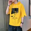Camiseta de Manga Curta Masculina Marca Trendy 2025 Verão Nova Gola Redonda Estampada Ins Casual Solta Top Venda Quente Transfronteiriça