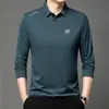 Camisa Polo de Manga Larga con Cuello de Solapa para Hombre de Primavera y Otoño Camiseta Casual Sencilla para Hombre con Estampado de Letras para Hombre