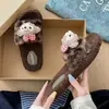 Nuevas Pantuflas Peludas Estampado de Leopardo 2025, Lindas para Otoño e Invierno, Hogar Interior, Antideslizantes, Supermercado, Pantuflas de Algodón Peludas