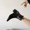 776-10 Botines cortos adelgazantes estilo europeo y americano, botines de mujer con textura vintage, botines de caballero de tacón medio grueso, botines de punta