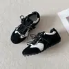 Otoño/Invierno 2026 Nuevo Bloque de Color Retro Zapatos de Entrenamiento Alemanes para Mujer con Cordones Suela Gruesa Zapatos Casuales Zapatos Deportivos Piel Genuina Zapatos Forrest Gump