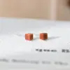 Pendientes Exquisitos Cuadrados de Arena Dorada de Plata de Ley S925 Nalan Estilo Coreano Personalizados Pequeños Pendientes Cuadrados Simples E8763