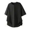 2026 Nueva Camiseta Sencilla de Color Sólido de Manga Corta para Hombre, Estilo Japonés Holgada, Talla Grande, Cuello Redondo Casual, Top para Hombre