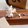 Chaveiro de Gato Doce de Resina 3D Flocado Desenho Animado Pingente de Bolsa Cordão para Celular Estojo para Fone de Ouvido Ccd