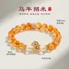 Pulsera de Cuentas de Caballo de Cristal Rosa Cristalino Rubio Natural Moda Femenina Pulsera de Aguamarina Venta al por Mayor