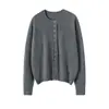 Camada Suave ~ Cardigan de Tricô 100% Caxemira Pura Consinee para Mulheres, Suéter com Botão de Nariz de Porco Personalizado, Jaqueta de Luxo Acessível