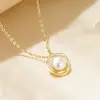 Collar de Plata de Ley S925 con Perla Natural de Agua Dulce para Mujer, Diseño Geométrico Hueco, Cadena para Clavícula Moderna y Versátil
