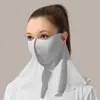 Máscara Protetora Solar de Verão Feminina Máscara Facial UV Completa Gini de Seda Gelada Proteção para Rosto e Pescoço Véu Fino Versátil