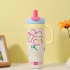 Taza de Hielo Gigante con Popote, Termo para Coche de Gran Capacidad de Acero Inoxidable 316, Taza de Agua Personalizada con un Toque de Lujo Ligero y de Alta Gama