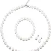 Aliexpress Criativo Conjunto de Colar Pulseira Brincos de Pérola Artificial Conjunto de Três Peças Lindo Acessórios de Joias para Noiva Off-White