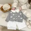 Cárdigan de Punto Bordado de Cordero Estilo Primavera y Otoño para Niños y Niñas, Suéter de Moda Estilo Coreano, Ropa Exterior Linda para Bebés y Niños Pequeños