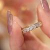 TikTok Mismo Estilo Elegante Estilo Abierto Personalidad Diseñador Creativo Lujo Ligero Anillo de Círculo de Diamantes Completo Anillo Abierto para Mujer