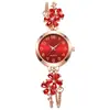 Novo Relógio Feminino de Alto Padrão em Formato de Flor com Cravação de Diamantes, Luxo Leve e Alto Apelo Estético, Relógio com Pulseira de Puxar, Venda Direta da Fábrica, Quartzo