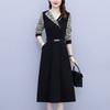 Vestido Midi Feminino Tamanho Grande 2023 Primavera Novo Estilo Coreano Fashionável Elegante Slim-fit Emagrecedor Estampa de Leopardo Costura