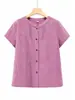 Camisa de algodón de manga corta de verano para mujeres mayores, blusa holgada de cuello redondo para personas mayores, camisa de abuela, ropa para personas mayores