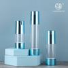 Garrafa de loção a vácuo em forma de U galvanizada azul, tipo push, garrafa vazia, 15ml, 30ml, 50ml, conjunto de garrafas a vácuo
