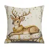 Funda de Almohada de Dibujos Animados Serie Navideña Moda Simple Impresa de Santa Claus Reno Muñeco de Nieve Funda Decorativa para Almohada de Coche