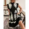 Código Estándar Transfronterizo Modelo Nuevo Aliexpress Vestido de Moda Original para Mujer con Volantes Suelto Estampado en Niveles