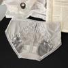 Ropa interior de seda helada para mujer, sexy, de viento puro, con cintura de seda morera, antibacteriana, de talla grande, con encaje, venta al por mayor