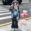 Conjunto de Camiseta con Elefante Lindo Estilo Coreano Otoño 2026 para Niñas, Chaleco Exterior, Cubre Pañal para Bebés, Pantalones Largos Ligeramente Acampanados