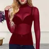 Amazon 2023 top de camiseta de malla translúcida Europeo y Americano transparente todo-partido Camiseta para mujer