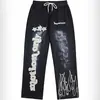 Calça Esportiva Casual Solta com Cordão Y2K da Amazon Transfronteiriça Estampa Personalizada de Nuvem e Chama Venda por Atacado