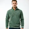 Sudadera Casual para Hombre con Media Cremallera y Cuello Alto, Color Sólido, Forro Polar, Gruesa, Corte Holgado, Jersey, Chaqueta Casual