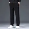 Pantalones Casuales Gruesos con Forro de Polar para Hombre de Otoño e Invierno, Pantalones Largos Versátiles de Moda Sueltos con Caída, Pantalones Casuales Ajustados para Hombre