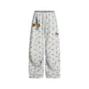 Pantalones Casuales Plisados con Estampado de Perro Dachshund Estilo Retro Americano para Mujer, Otoño Estilo Perezoso Holgado Versátiles de Pierna Ancha