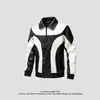 Chaqueta de Cuero para Hombre de Primavera y Otoño Chaqueta de Cuero Empalmado Chaqueta de PU Chaqueta Estilo Extranjero Chaqueta de Motocicleta Transfronteriza Nueva Blanco Rojo