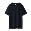 Nueva Camiseta de Verano 230g de Algodón Peinado Transpirable Cuello Redondo Manga Corta para Hombre, Color Sólido, Corte Holgado, Moderna, Personalizable para Jóvenes
