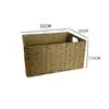 Cesta de armazenamento de mesa para casa, cesta de armazenamento trançada, cesta retangular para lanches de imitação de rattan, cesto de roupa suja